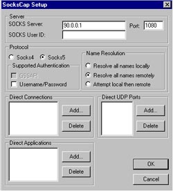 Configuring  CapSocks for Proxy server